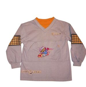 2001 Nickelodeon‎ Kids Rocket Power Gray and Orange Long Sleeve Sweat Shirt.